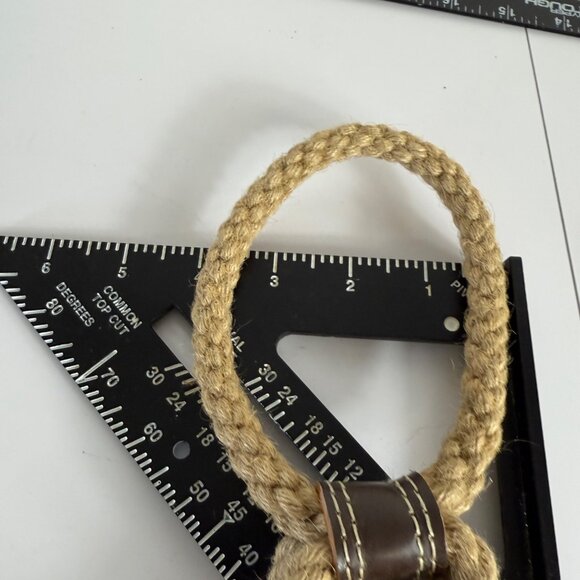 Rustic Dog Potty Doorknob Bell Puppy Decorative Jute Rope Black White Hand Paint - Picture 7 of 8